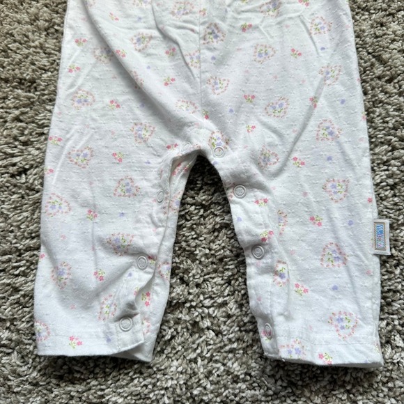 McBaby Floral Romper 3-6 Months Sleeveless White Pink Trim Baby Girl Outfit - Picture 5 of 7